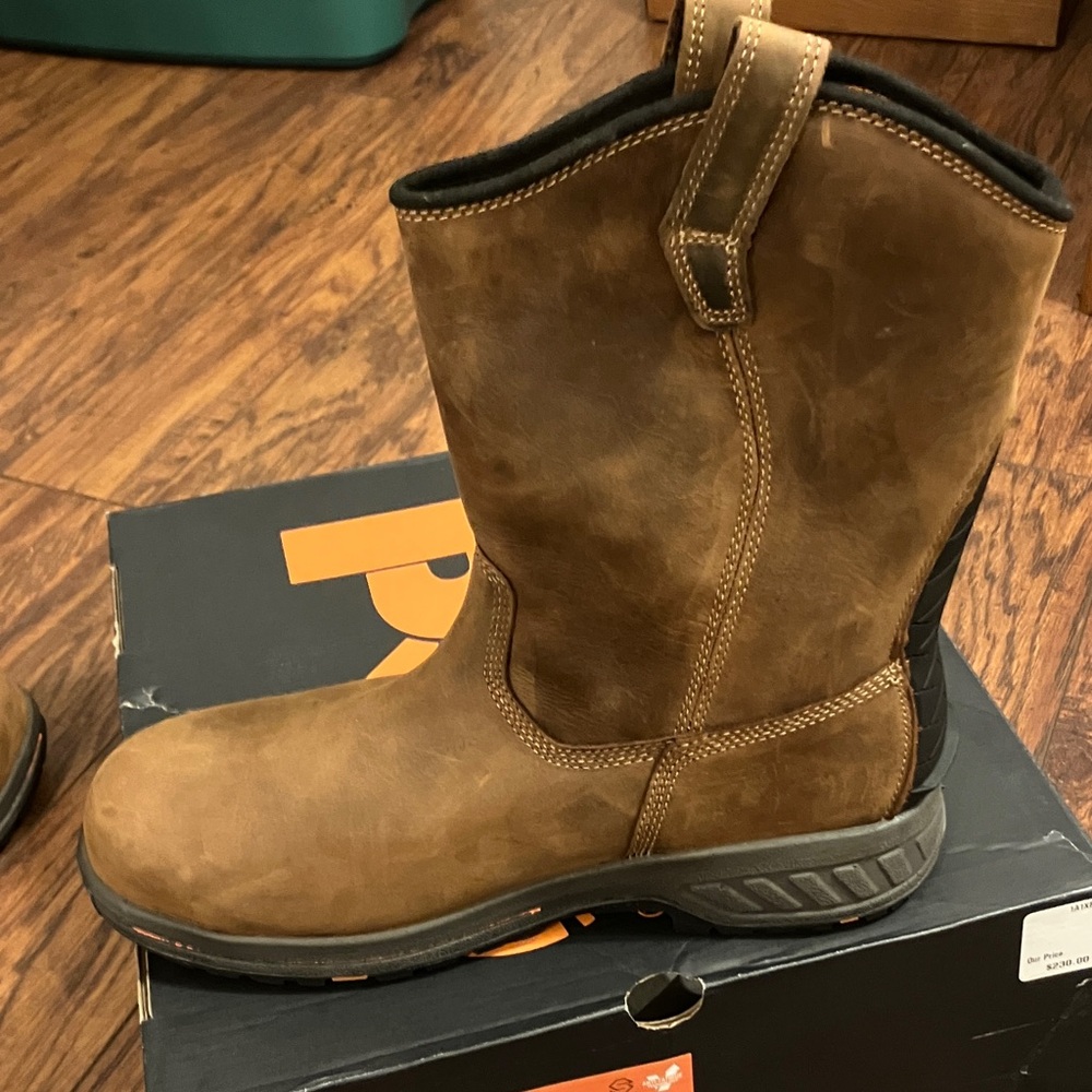 Timberland PRO Men's Tan Pull-On Steel Toe Waterproof Boots - Picture 4 of 8